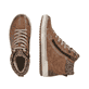 Cognacfarbene remonte Damen Schnürstiefel D0784-22. Schuh von oben, liegend.