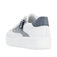 Perlweiße vegane remonte Damen Sneaker D0J03-80 mit einem Reißverschluss. Schuh von hinten.