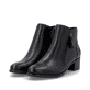 Schwarze remonte Damen Stiefeletten R5190-00 mit einem Reißverschluss. Schuhpaar seitlich schräg.