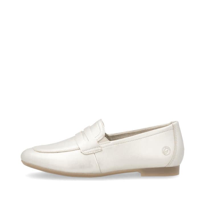 Goldene remonte Damen Loafer D0K02-90 mit einem Gummizug. Schuh Außenseite.