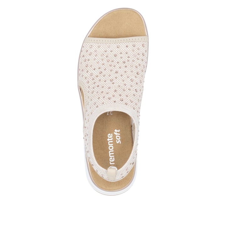 Rosane remonte Riemchensandalen D1J55-31 mit Gummizug sowie weicher Einlegesohle. Schuh von oben.