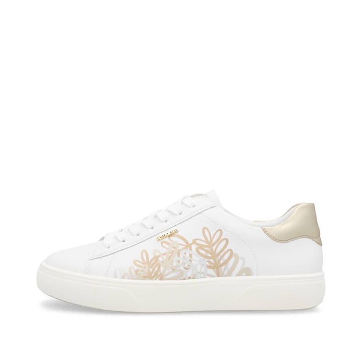 Weiße remonte Damen Sneaker Low D2J00-81 mit Schnürung sowie der Komfortweite G. Schuh Außenseite.