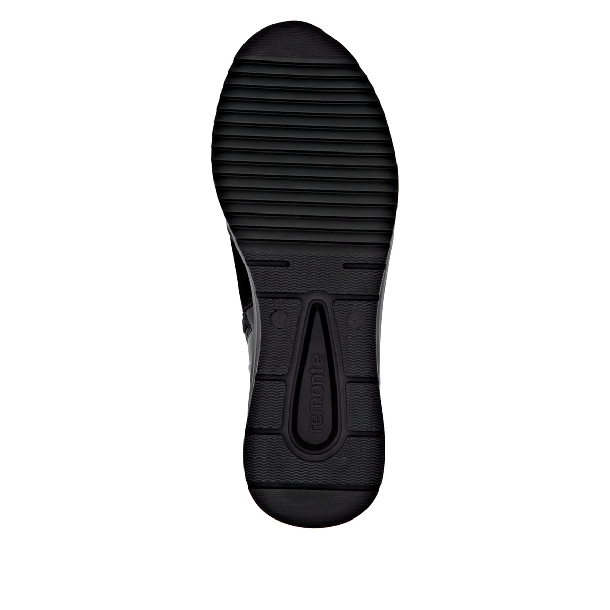 Schwarze remonte Damen Schnürstiefel D0T79-00 mit wasserabweisender TEX-Membran. Schuh Laufsohle.