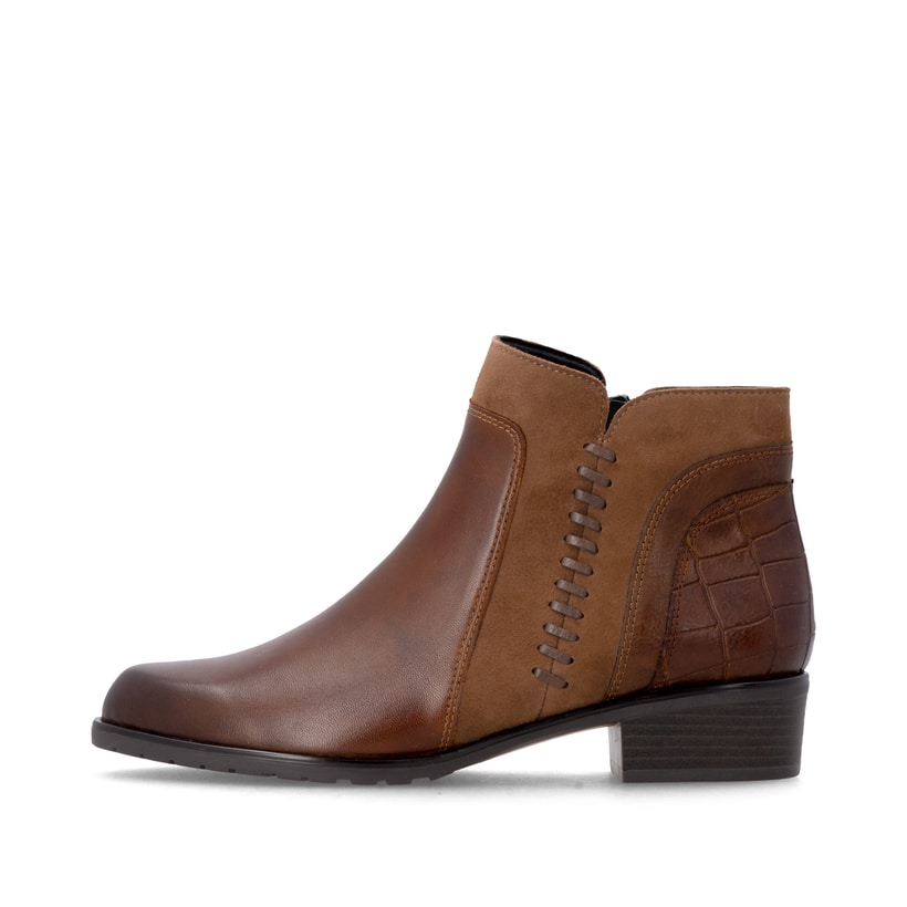 Bottines remonte marron pour femme D6893-22. Côté extérieur de la chaussure.