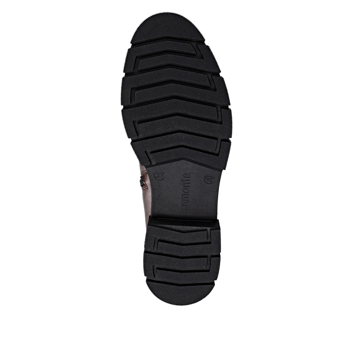 Braune remonte Hochschaftstiefel D2S74-25 mit einem Reißverschluss. Schuh Laufsohle.