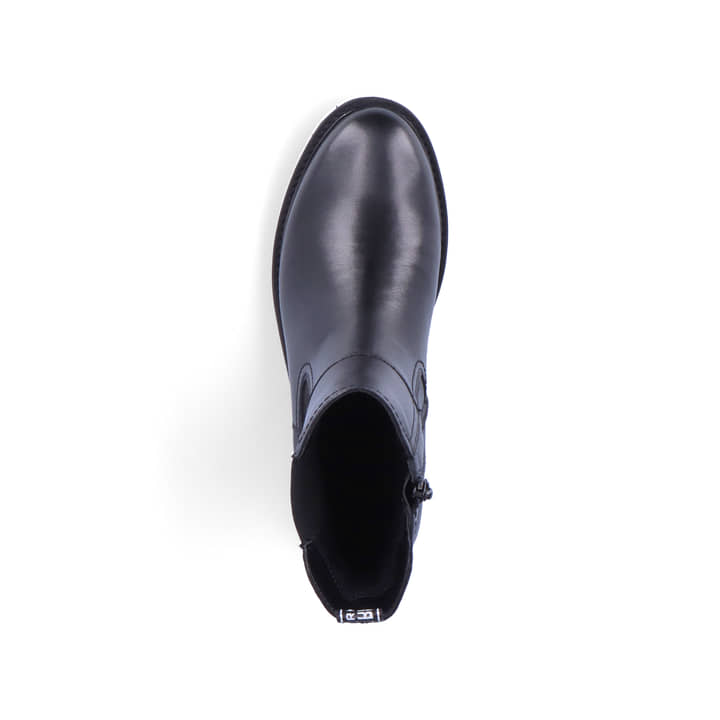 Chelsea Boots remonte noires pour femme D8694-00 avec fermeture éclair. Semelle extérieure de la chaussure.