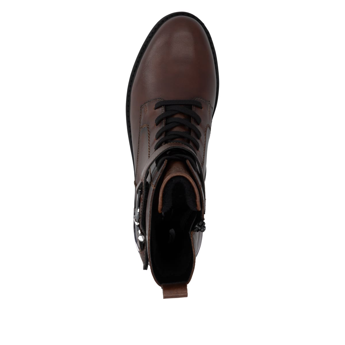 Braune remonte Damen Schnürstiefel D8657-22 mit einem Reißverschluss. Schuh Laufsohle.