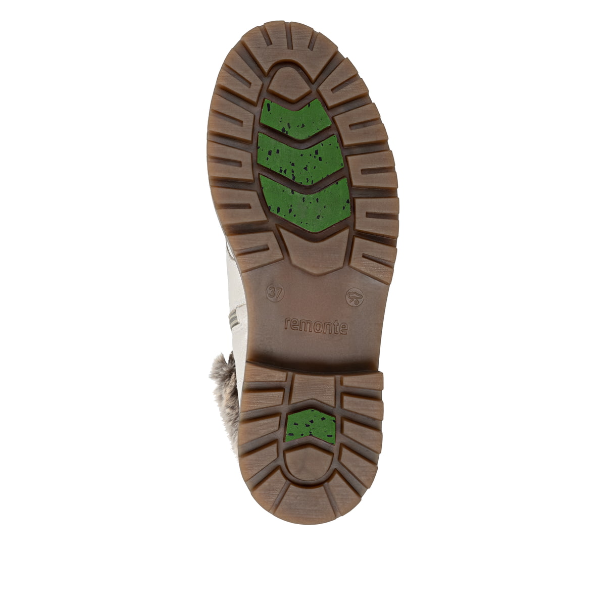 Cremeweiße remonte Damen Schnürstiefel D0B74-80 mit griffiger Glass-Fibre Sohle. Schuh Laufsohle