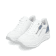 Weiße remonte Damen Sneaker Low D0T10-81 mit Reißverschluss sowie Extraweite H. Schuhpaar seitlich schräg.