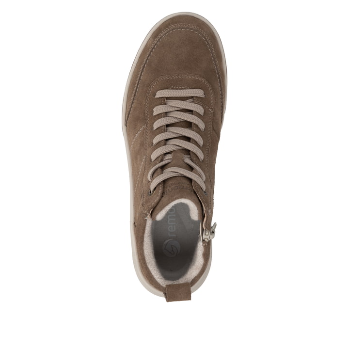 Braune remonte Damen Schnürstiefel D3Q70-26 mit wasserabweisender TEX-Membran. Schuh von oben.