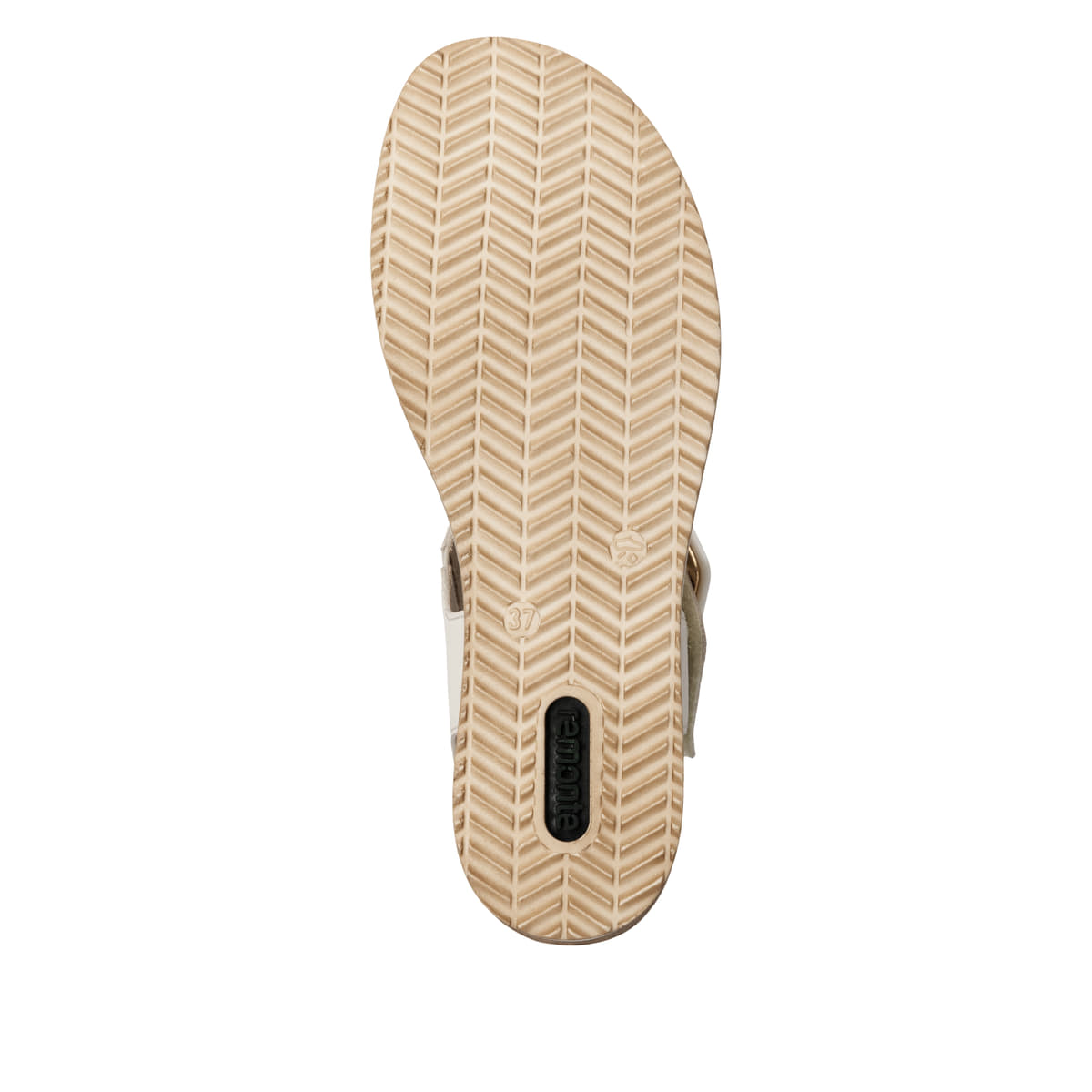 Beige remonte Keilsandaletten D6453-61 mit einem Klettverschluss. Schuh Laufsohle.