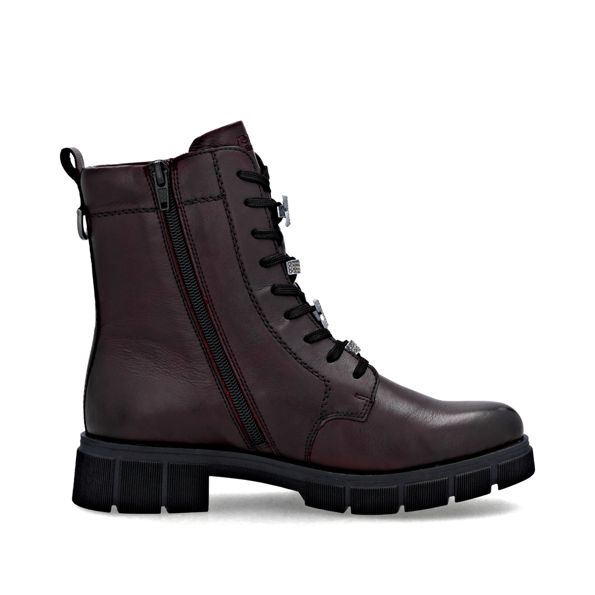 Rote remonte Damen Schnürstiefel D2S73-35 mit wasserabweisender TEX-Membran. Schuh Innenseite.