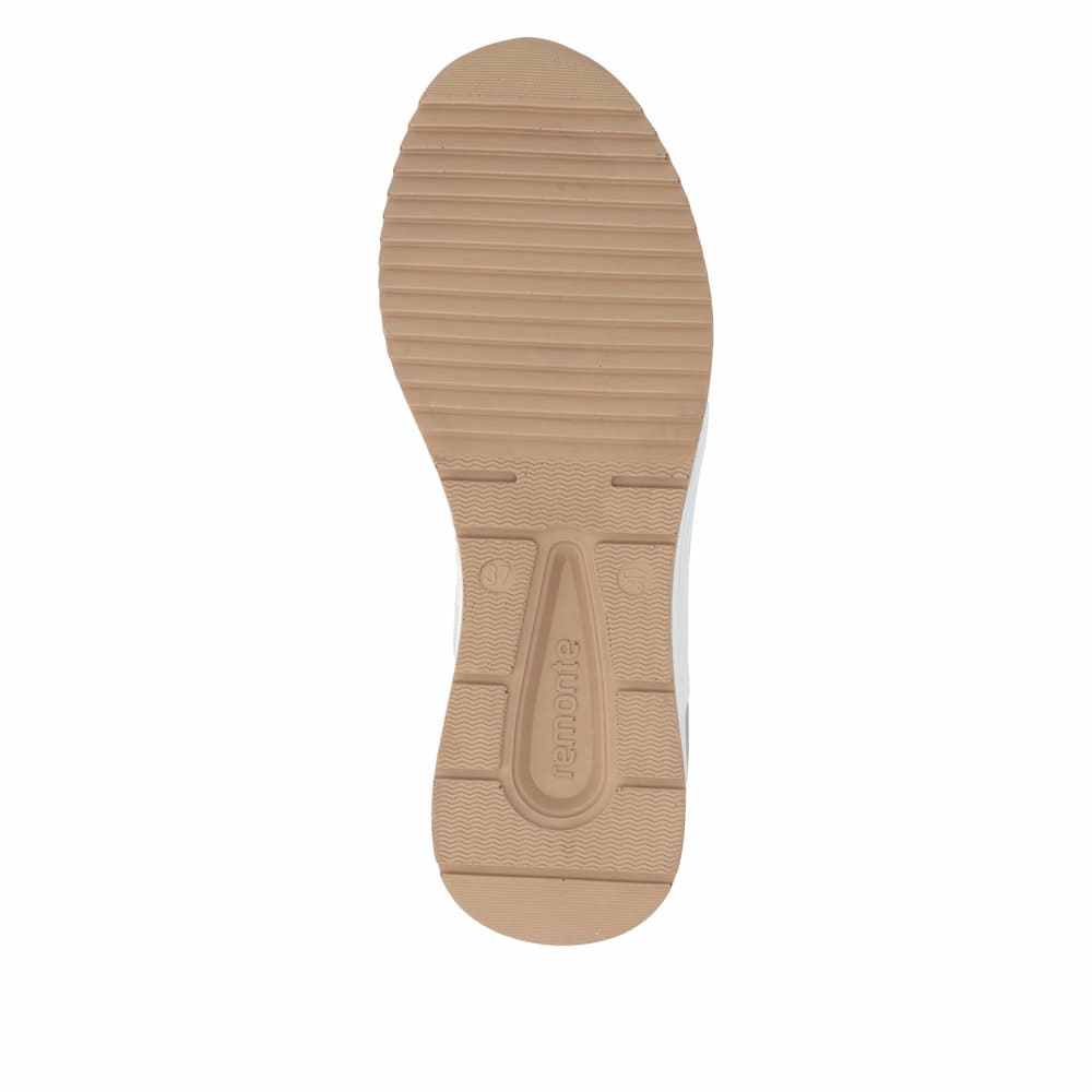 Mocassins remonte blancs vegan pour femme D0T20-80 avec bande élastique. Semelle extérieure de la chaussure.