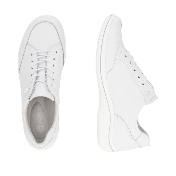Weiße remonte Damen Schnürschuhe D1E07-80 mit der Komfortweite G. Schuh von oben, liegend.