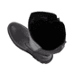 Schwarze remonte Hochschaftstiefel D1W77-00 mit einem Reißverschluss. Schuh von oben, liegend.
