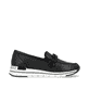 Schwarze remonte Damen Loafer R6711-00 mit einem Gummizug sowie Komfortweite G. Schuh Innenseite.