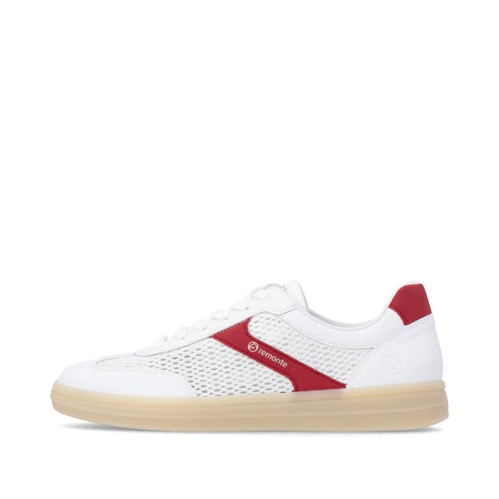 Weiße remonte Damen Sneaker D2C08-80 mit einer Schnürung sowie Komfortweite G. Schuh Außenseite.
