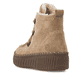 Camelfarbene remonte Damen Schnürstiefel D4A72-20 mit Mokassin-Optik. Schuh von hinten.