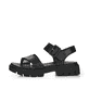 Schwarze remonte Riemchensandalen D7950-00 mit einem Klettverschluss. Schuh Außenseite.