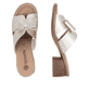 Goldene remonte Damen Pantoletten R8759-90 mit Gummizug sowie leichter Sohle. Schuh von oben, liegend.