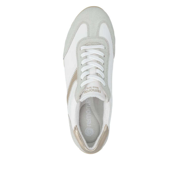 Weiße remonte Damen Sneaker D3H03-80 mit einer Schnürung sowie der Extraweite H. Schuh von oben.