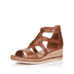 
Kastanienbraune remonte Damen Keilsandaletten D3053-24 mit einer leichten Sohle. Schuh seitlich schräg