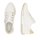 Weiße remonte Damen Sneaker Low D0H11-81 mit einem Reißverschluss. Schuh von oben, liegend.