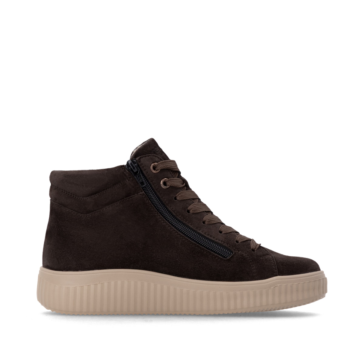 Dunkelbraune remonte Damen Sneaker D3E70-25 mit wasserabweisender TEX-Membran. Schuh Innenseite.