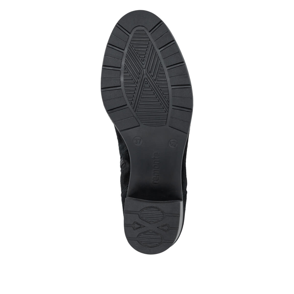 Schwarze remonte Damen Stiefeletten D2A81-02 mit einem Reißverschluss. Schuh Laufsohle.