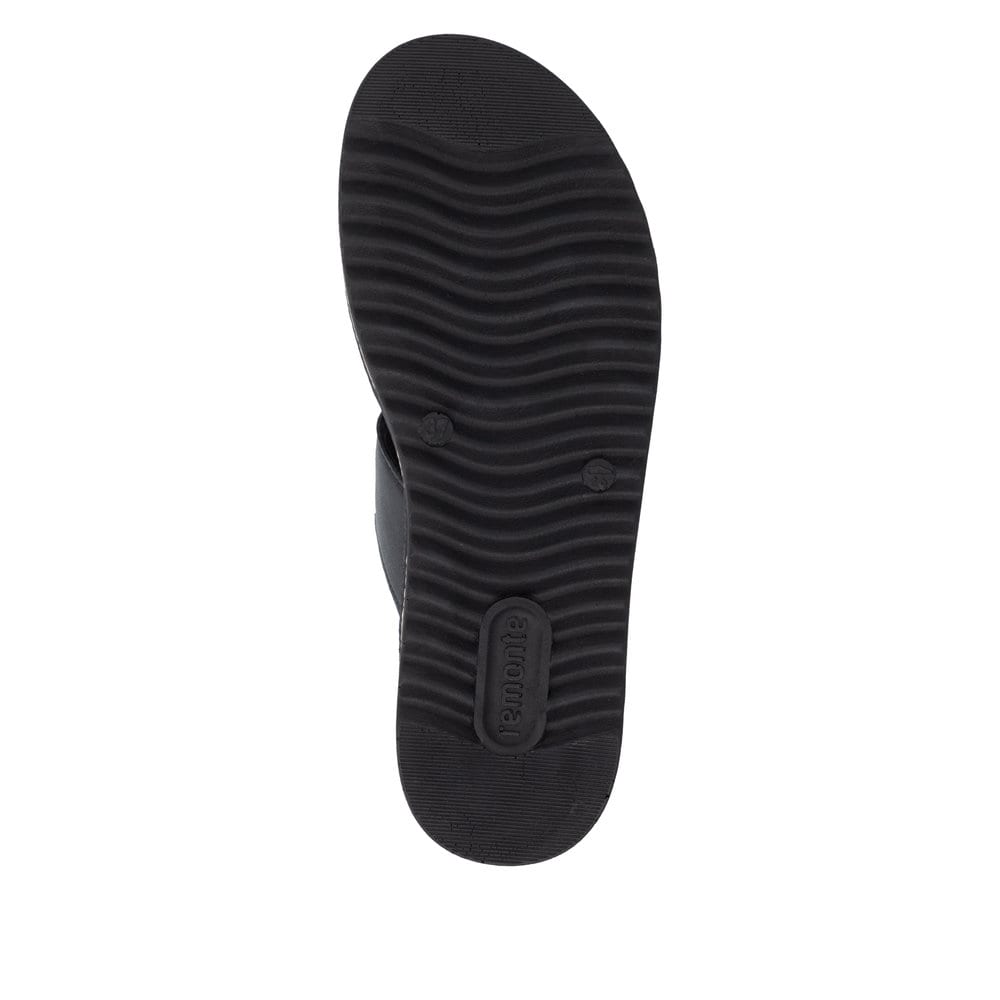 Mules remonte noires pour femme D0Q64-00 avec fermeture velcro. Semelle extérieure de la chaussure.