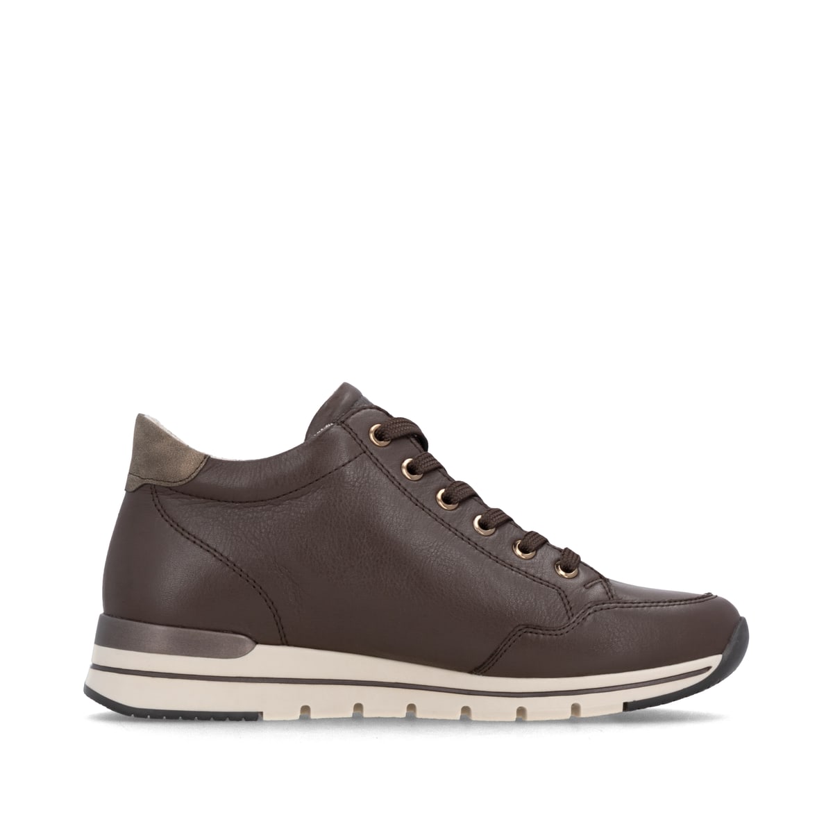 Dunkelbraune remonte Damen Sneaker R6777-25 mit wasserabweisender TEX-Membran. Schuh Innenseite.