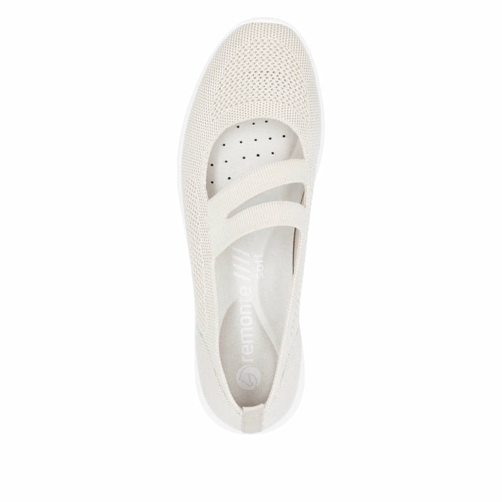 Beige remonte Ballerinas R7102-60 mit einem Gummizug sowie der Komfortweite G. Schuh von oben.