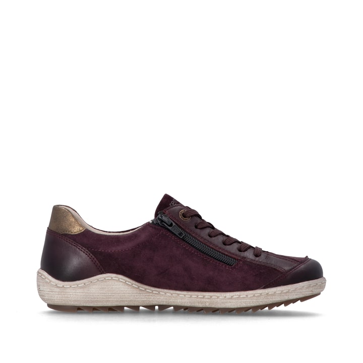 Weinrot-bronzene remonte Damen Schnürschuhe R1443-35. Schuh Innenseite.
