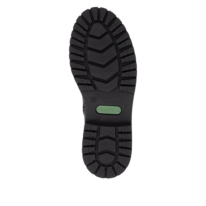Schwarze remonte Damen Schnürstiefel D4B73-00 mit wasserabweisender TEX-Membran. Schuh Laufsohle.