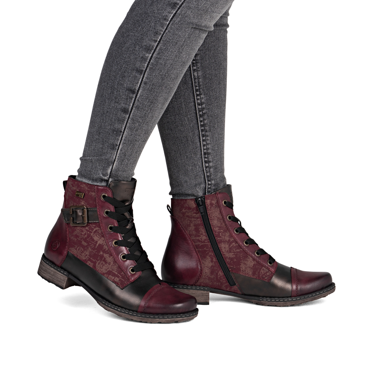 Bottes à lacets remonte rouges femmes D4381-35 avec membrane remonteTEX. Chaussure au pied.