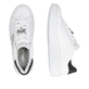 Weiße remonte Damen Schnürschuhe D3E02-80 mit dekorativem Schmuckdetail. Schuh von oben, liegend.
