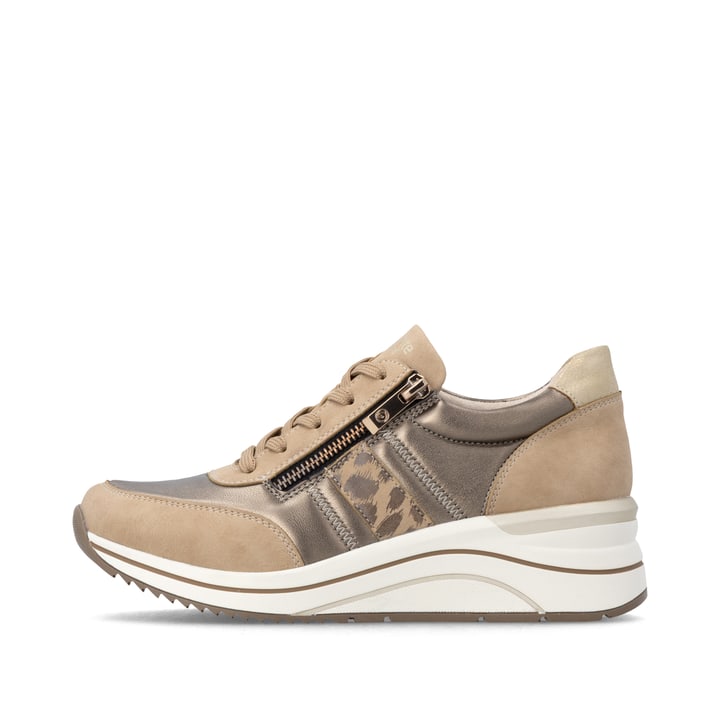 Baskets basses remonte métalliques végan pour femmes D0T09-92. Côté extérieur de la chaussure.