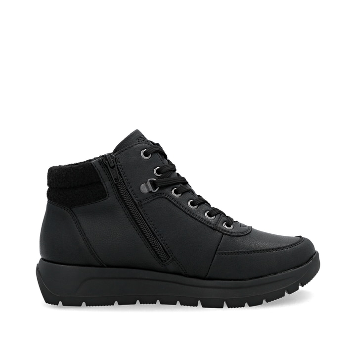 Schwarze remonte Damen Kurzstiefel D2V71-00 mit wasserabweisender TEX-Membran. Schuh Innenseite.