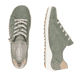 Grüne remonte Damen Schnürschuhe R1432-52 mit einem Reißverschluss. Schuh von oben, liegend.