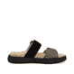 Schwarze remonte Damen Pantoletten D2N51-03 mit einem Klettverschluss. Schuh Innenseite.