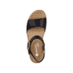Schwarze remonte Riemchensandalen D0Q52-00 mit einem Klettverschluss. Schuh von oben.