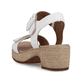 Weiße remonte Riemchensandaletten D0N52-80 mit einem Klettverschluss. Schuh von hinten.