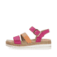 Rosane vegane remonte Riemchensandalen D0Q55-31 mit einem Klettverschluss. Schuh Außenseite.