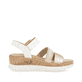Weiße remonte Keilsandaletten D2P50-80 mit einem Klettverschluss. Schuh Innenseite.