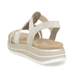 Goldene vegane remonte Riemchensandalen D1J60-91 mit einem Gummizug. Schuh von hinten.