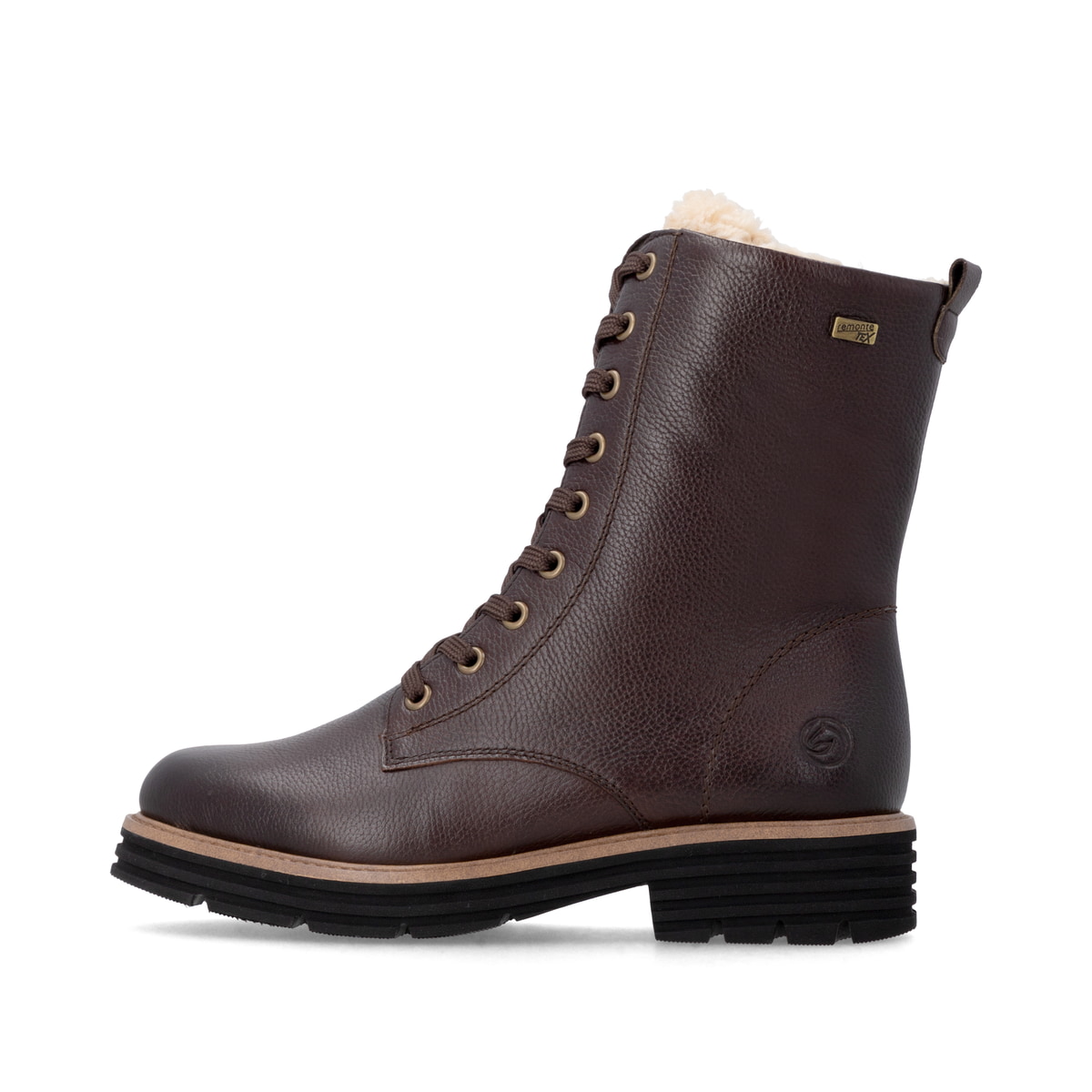 Dunkelbraune remonte Damen Schnürstiefel D3A73-25. Schuh Außenseite.