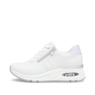Weiße remonte Damen Sneaker Low D2H01-80 mit Reißverschluss sowie Extraweite H. Schuh Außenseite.