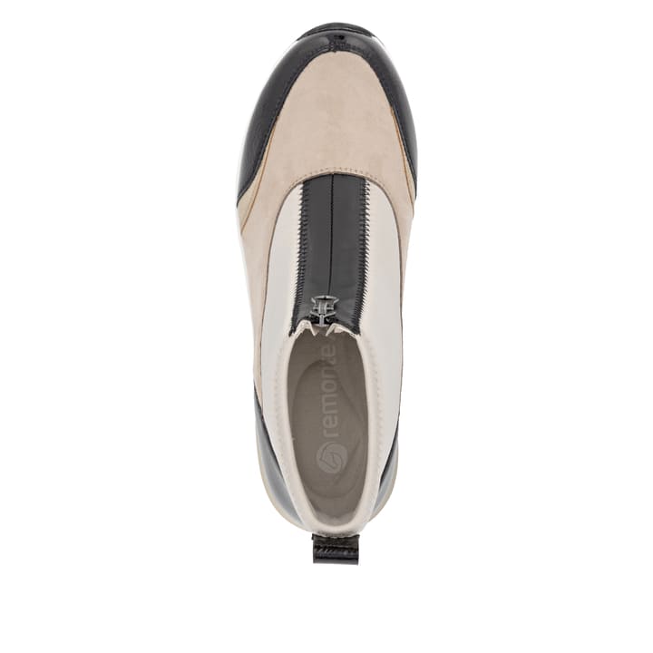 Beige remonte Damen Kurzstiefel D0T78-60 mit Reißverschluss sowie Extraweite H. Schuh von oben.