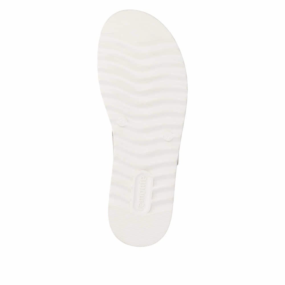 Beige remonte Keilsandaletten D0Q59-61 mit einem Klettverschluss. Schuh Laufsohle.