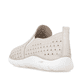 Beige remonte Damen Slipper D3G04-60 mit eleganten Zierlochungen sowie Gummizug. Schuh von hinten.